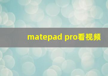 matepad pro看视频